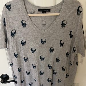 Skull Cashmere Grey Short-Sleeve Shirt - Size Large